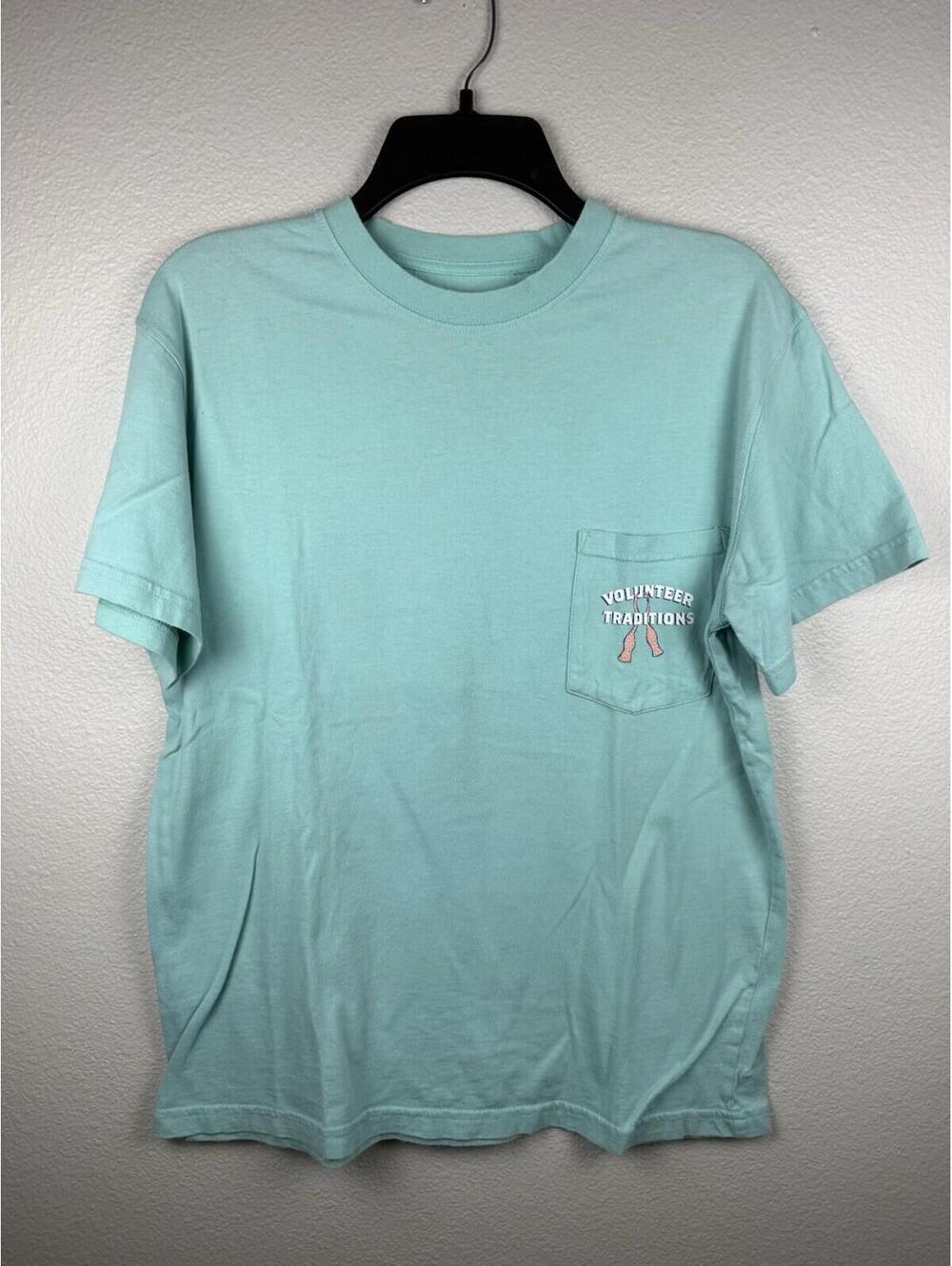 Volunteer Traditions Tennessee Pocket T Shirt Adult Medium Mint Green Cotton